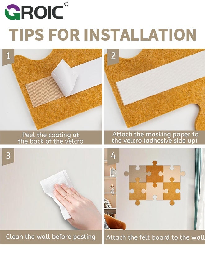 GROIC 15Pcs Puzzle Felt wall, Decorative Picture Framed, Foldable Felt Notice Vision Board Photo Display Board for Office Home School Wall, Self-Adhesive Photo Display and Storage Board, Felt Puzzle Wall - Image 4